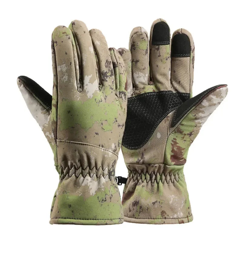 Camouflage Fleece Thickened Ski Gloves Warm Non-slip Windproof And Waterproof Touch Screen Hiking Glove
