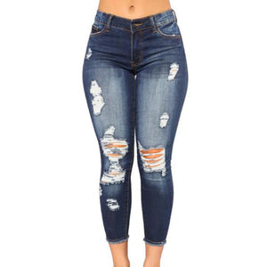 Ladies High Waist Skinny Jeans Stretch Ripped Denim Pants Distressed Cropped Trousers Casual Streetwear Fashion