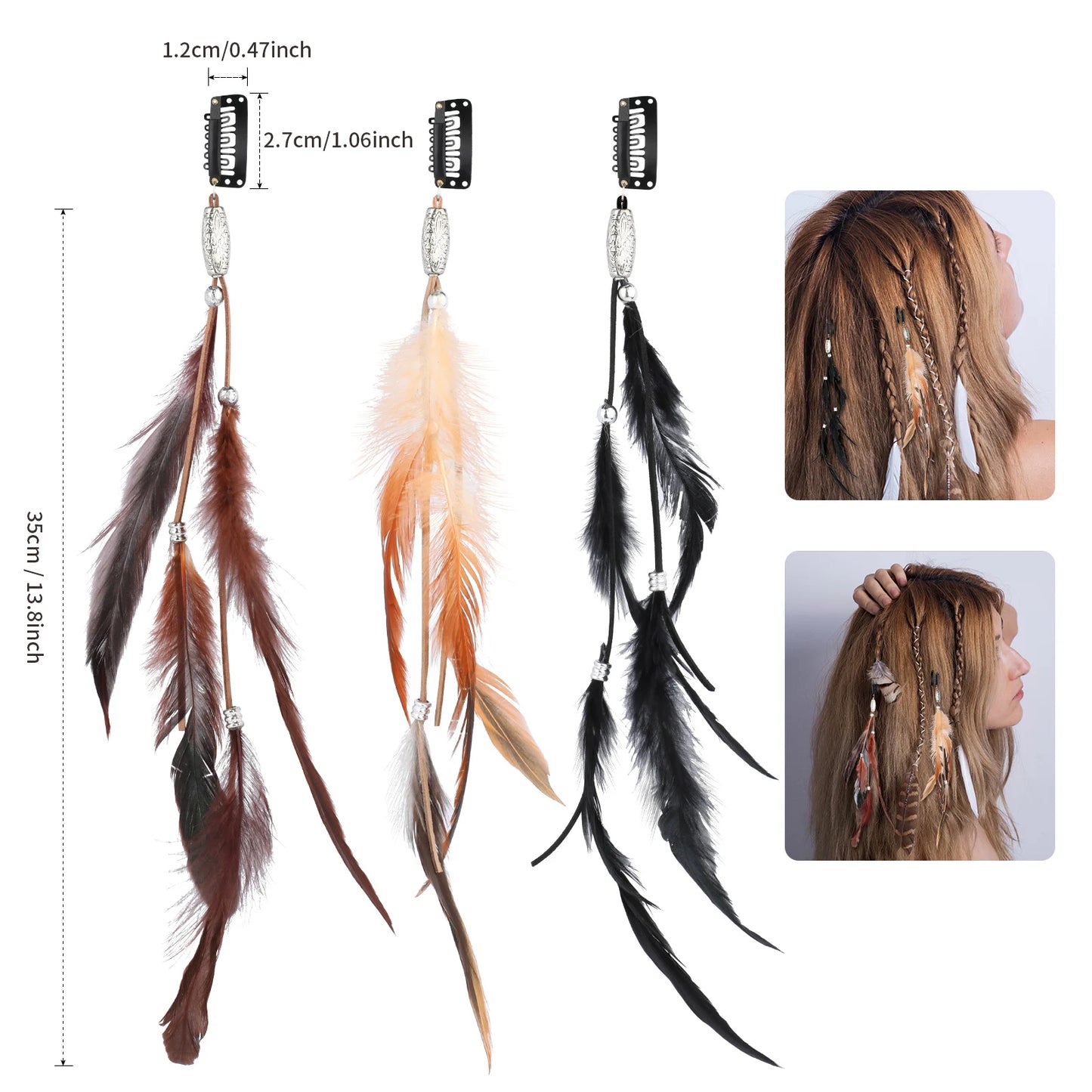 Bohemian Feather Hairband Women's Festive Masquerade Carnival Hippies  Indian Prom Gypsy Long Tassel Hair Accessories
