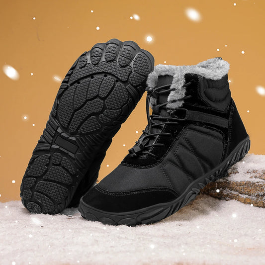 Winter Snow Boots Barefoot Hiking Shoes Waterproof High-Top Booties Anti Slip Minimalist Five Finger Boots for Hiking Climbing