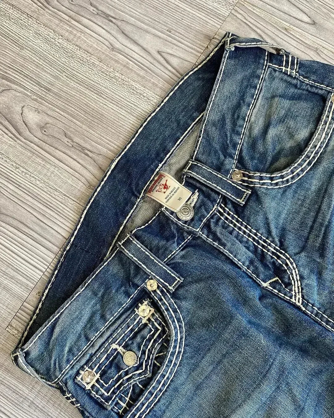 Classic Vintage Jeans Straight Low Waist Pants Embroidery Figure Fashion Blue Jeans High Street