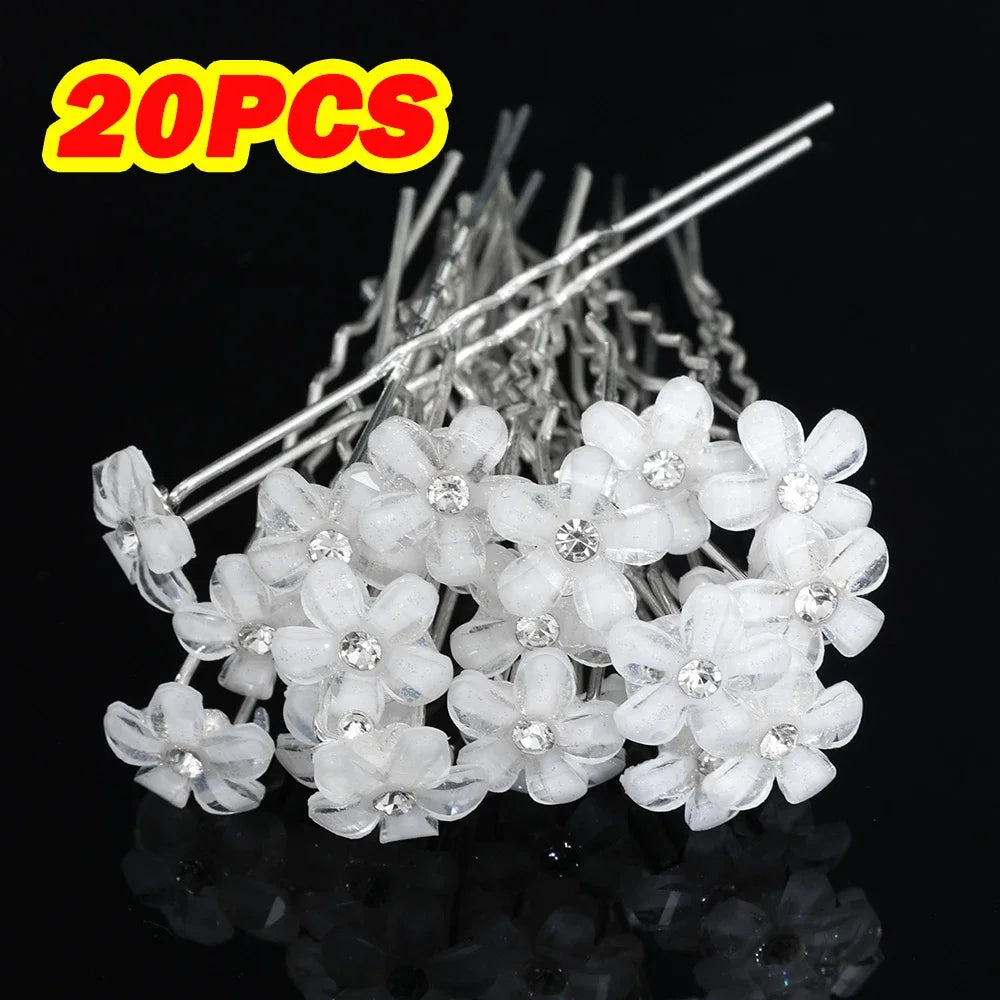 20pcs Women U-shaped Pin Metal Barrette Hair Clip Hairpins Simulated Pearl Hair Accessories Hairstyle Tools
