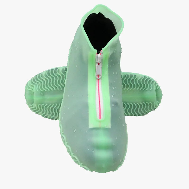 Waterproof Zipper Silicone Shoe Cover Rain Boots Unisex Outdoor Solid Non-Slip Wear-Resistant Reusable Shoe Cover