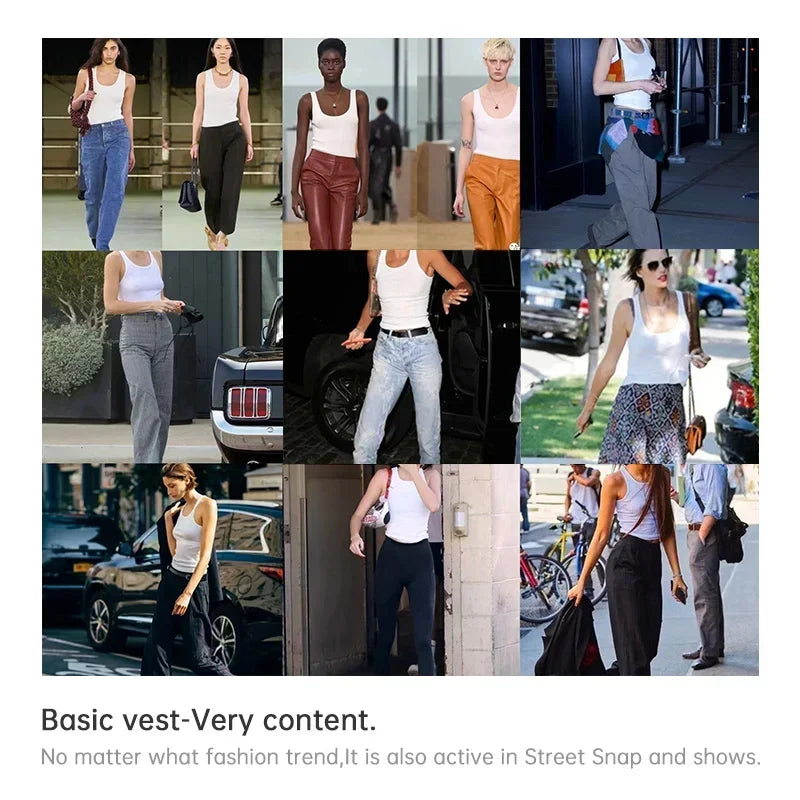 Sleeveless Knitted Tank Tops for Women Solid Color Casual Sports Vest Slim Fit Female Outer Wear Tops