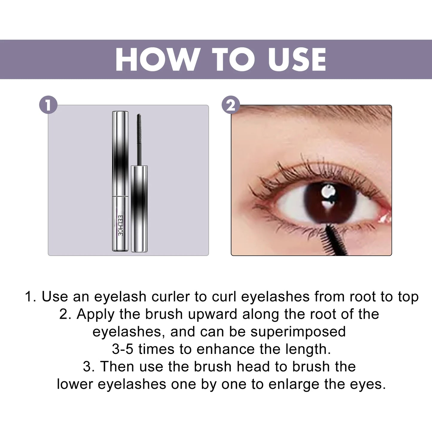 Waterproof Mascara Lengthening Black Lash Eyelash  Long-wearing Black Color Mascara