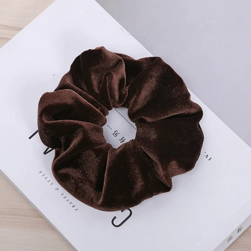 10/6/1pc hair scrunchies headband women ties velvet solid color Black set pack