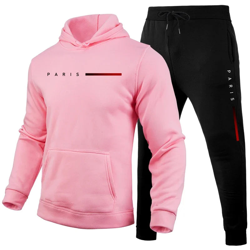 High Quality Men's Home Outdoor Comfortable Warm Sportswear Male Casual Tracksuit 2pcs Set Urban Fashion Hoodies and Sweatpants