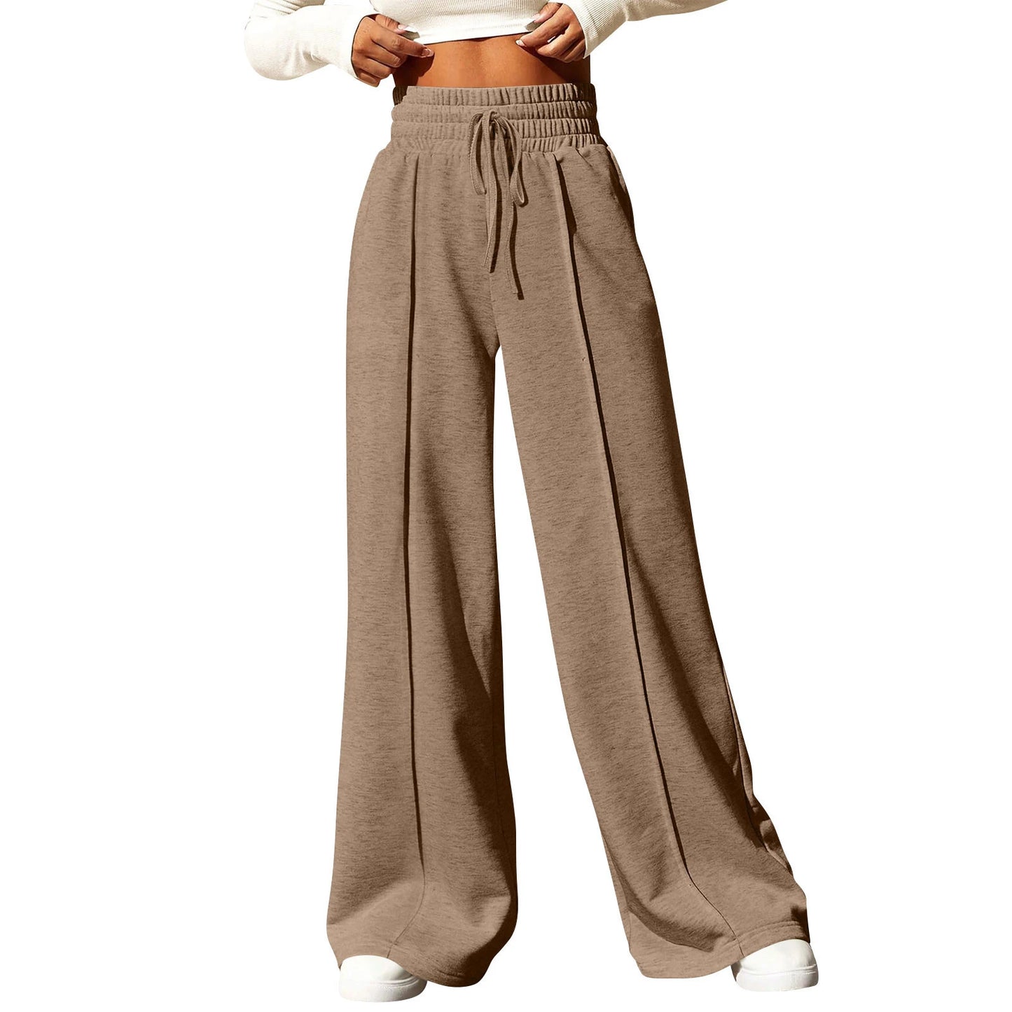 Women s High Waist Wide Leg Trousers Solid Color Loose Fit Palazzo Pants for Chic Street Style and Everyday Wear