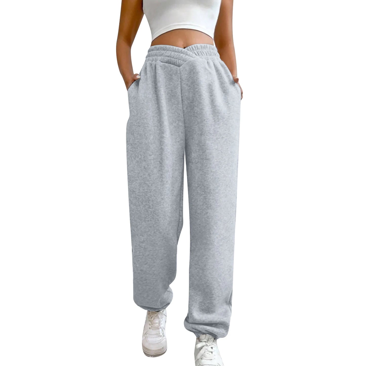 Women s High Waist Yoga Sweatpants with Side Pockets  Workout Pants Running  Active Wear