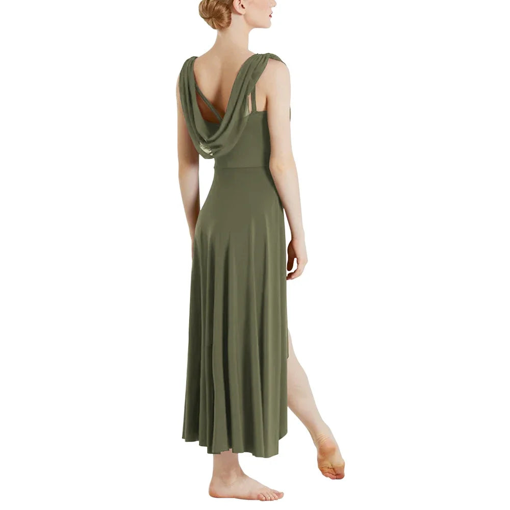 Ballroom Dance Woman’s Dresses Asymmetrical Design Long Modern Lyrical Dance Skirt Ballerina Stage Performance