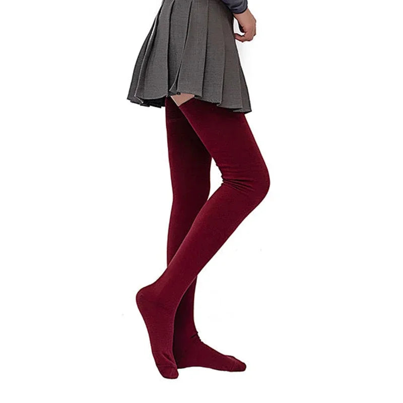 Cotton Thigh High Socks Super Elastic Stockings  Over-knee Extra Long Socks