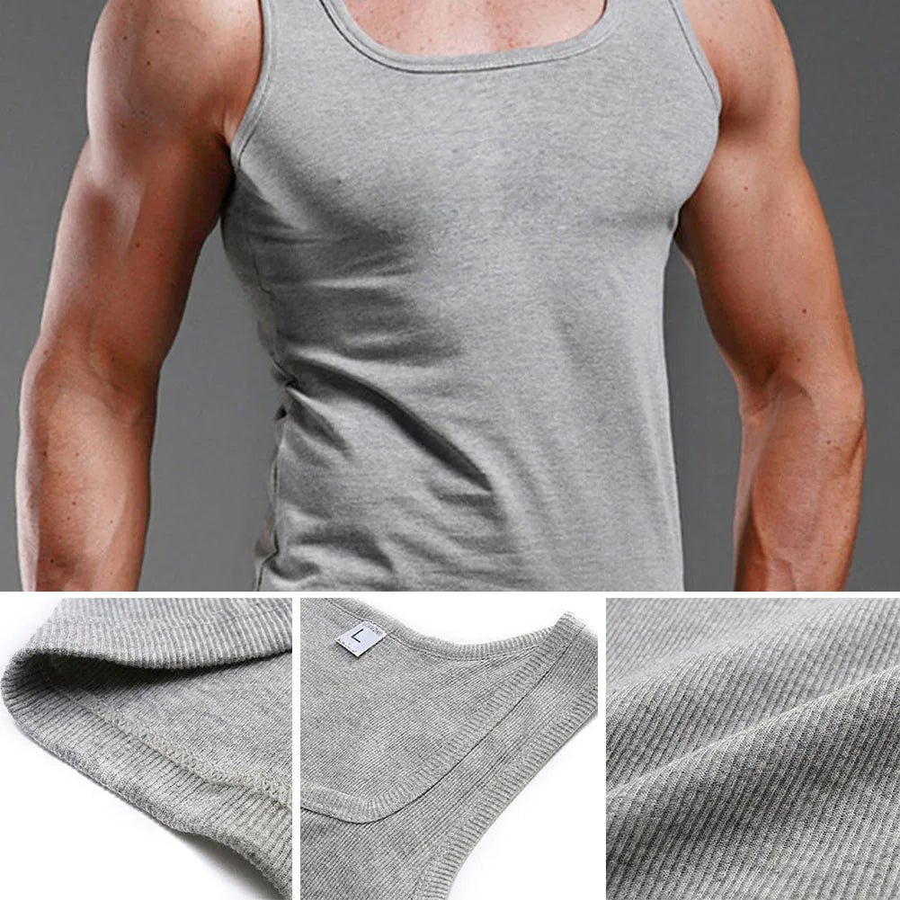 100% Cotton Oversized T-shirt Sleeveless Tank Top Solid Color Fitness Muscle Vests Bodybuilding T Shirt
