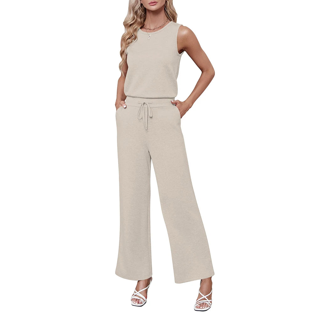 Women Summer Dressy Romper Casual Cotton Blended Crew Neck Romper Solid Color with Pockets Daily Outfit