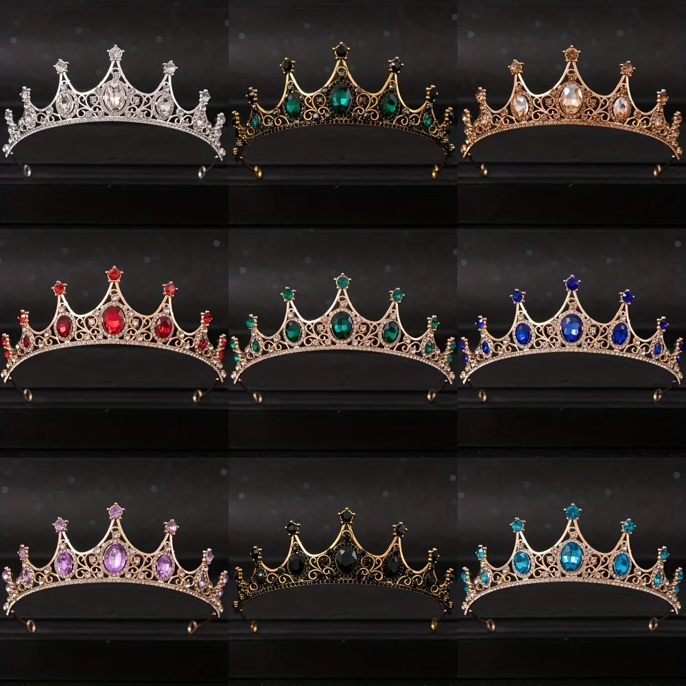 Baroque Crystal Tiaras And Crowns Rhinestone Prom  Crown Tiara For Women Bride Bridal Wedding Hair Accessories Jewelry