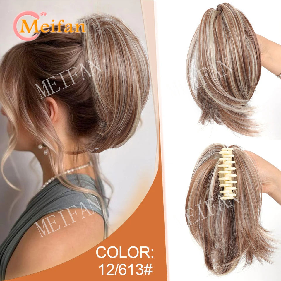 Synthetic Straight Claw Clip Chignon Fluffy Donut Messy Hair Bun Clip in Hairtail Extensions Natural Hairpieces for Women