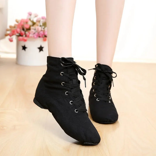 Soft Canvas Sports Shoes Lace Up Dancing Boots