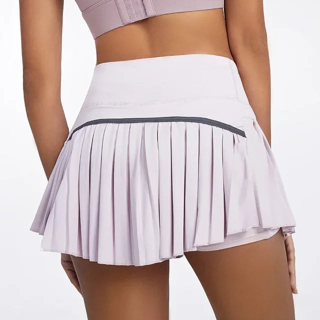 Safe Tennis Skirts XS-XXL Gym Golf Running Pleated Pant skirt Women Sports Fitness Shorts Pocket High Waist Skort