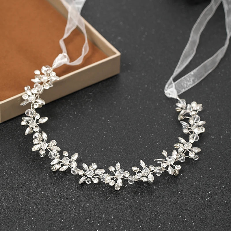 Handmade Silver Color Women Headbands Crystal Rhinestone Hairbands Hair Accessories Vines