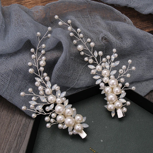 Crystal Pearl Headband Flower Hair Clip Floral Style Barrette Hair Jewelry Bridesmaid Wedding Hairbands Accessories