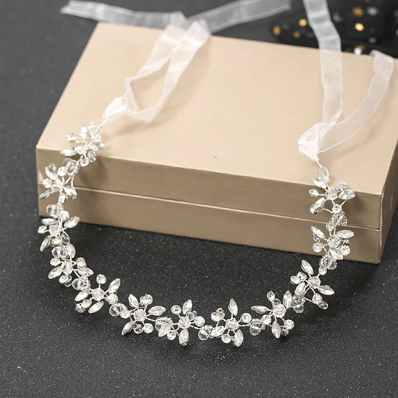 Handmade Silver Color Women Headbands Crystal Rhinestone Hairbands Hair Accessories Vines