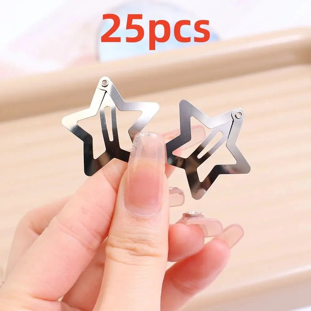 10/25/50/100/200pcs Silver Star Hair Clips Metal Snap Clip Hairpins Barrettes Hair Grip Jewel Hair Accessories