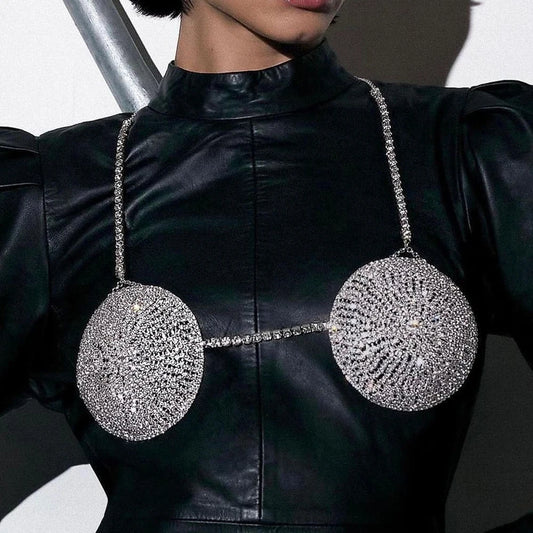Round Crystal Bra Top Rhinestone Lingerie Chain Body Jewelry