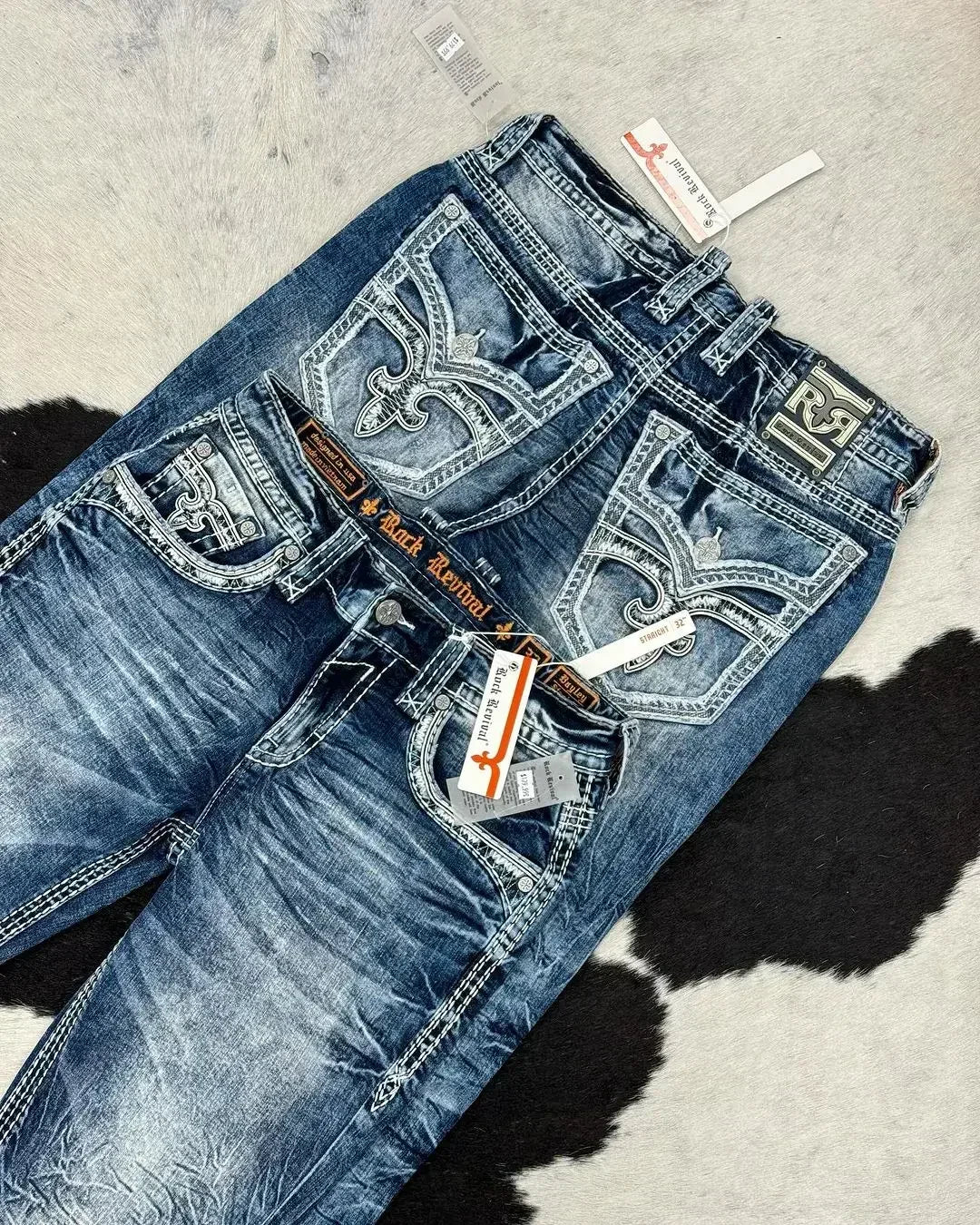 Jeans Leaf Booties American Street Retro Embroidery Loose Casual Jeans High Waist Wide Leg Washed Street Casual Pants