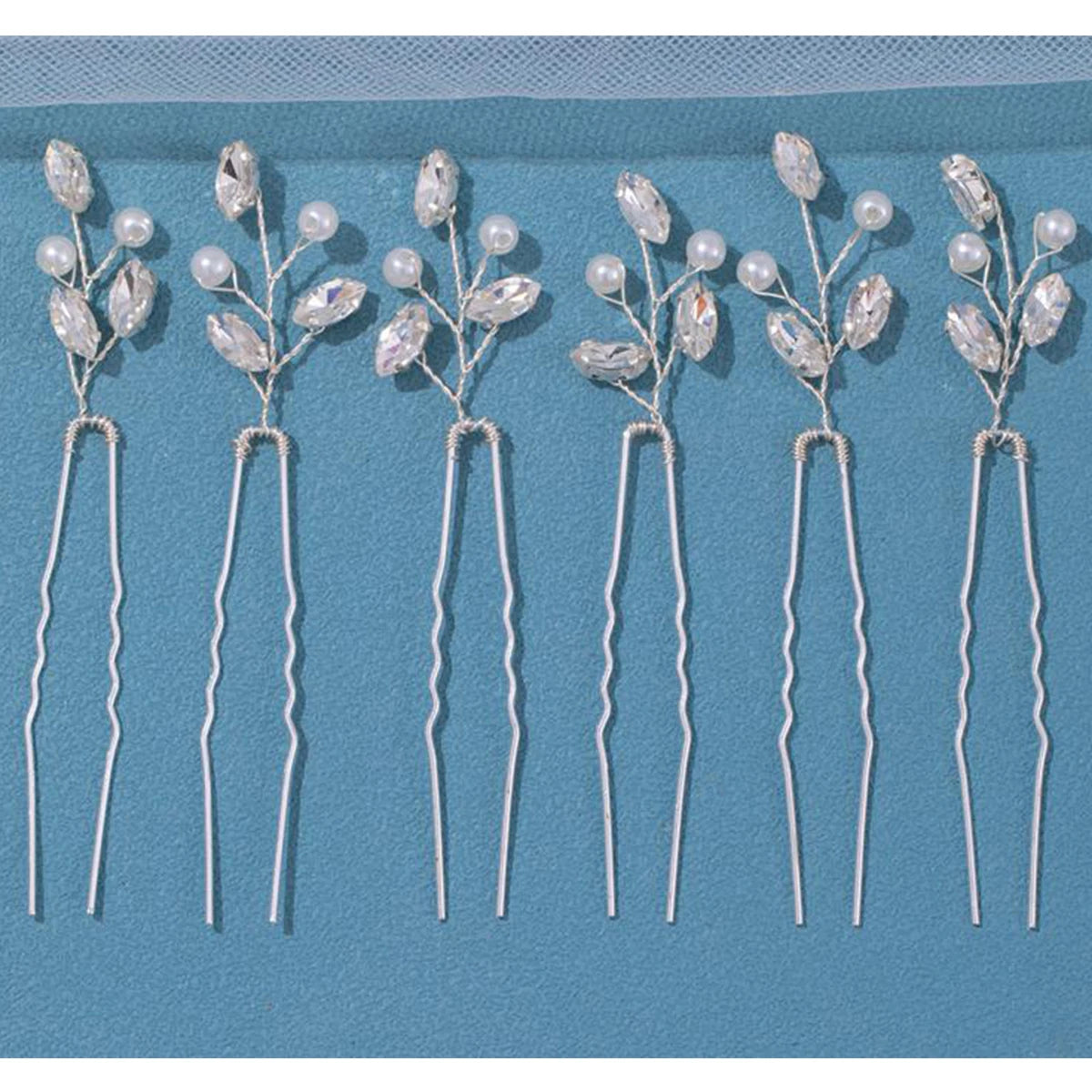 6Pcs Hairpins Headpiece Golden And Silvery Pearl Hair Comb Rhinestone Crystal Hair Accessories