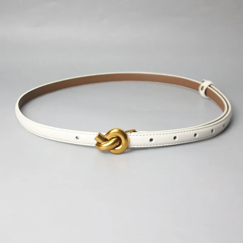 Genuine Leather Women Fashion Belt Knot Buckle Waistband Cummerbund For Dress  Jeans