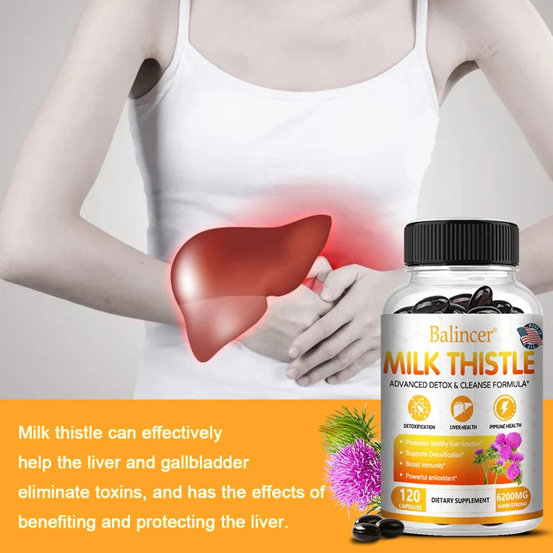 Milk Thistle Extract Supplement 6200mg - Liver Health, Detoxification - Antioxidants, Non-GMO, Gluten-Free