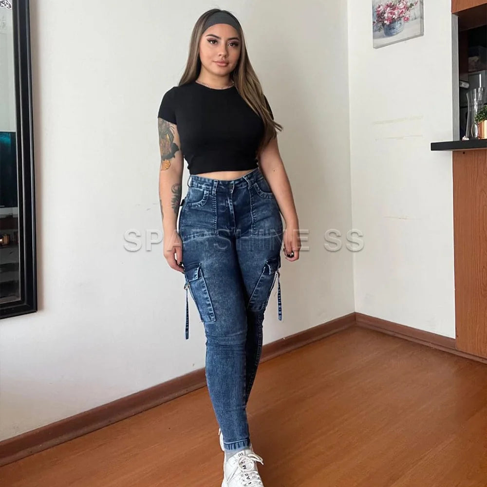 Vintage  Retro  High Waist  Casual  Cargo Pants
