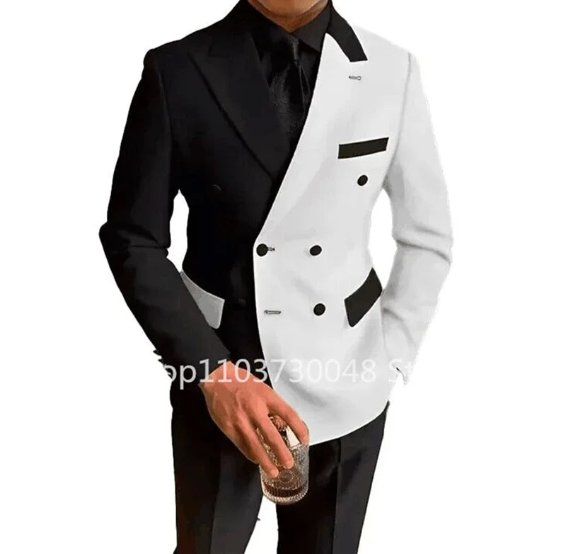 2 Piece Fashion Style Men Suits Slim Fit Peak Lapel Blazer Pants Formal Business Groom Wear Tuxedos