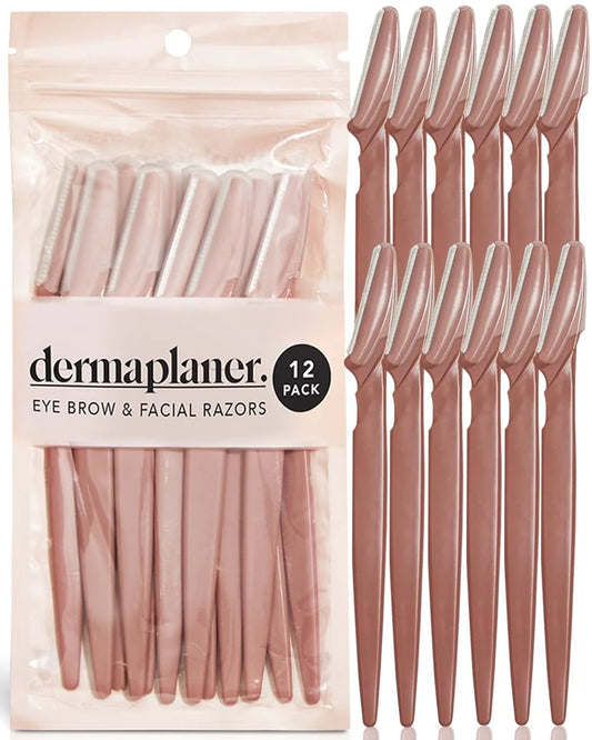 Dermaplaning Tool-12pc face razors for smooth skin. Eyebrow trimmer & facial hair remover for women