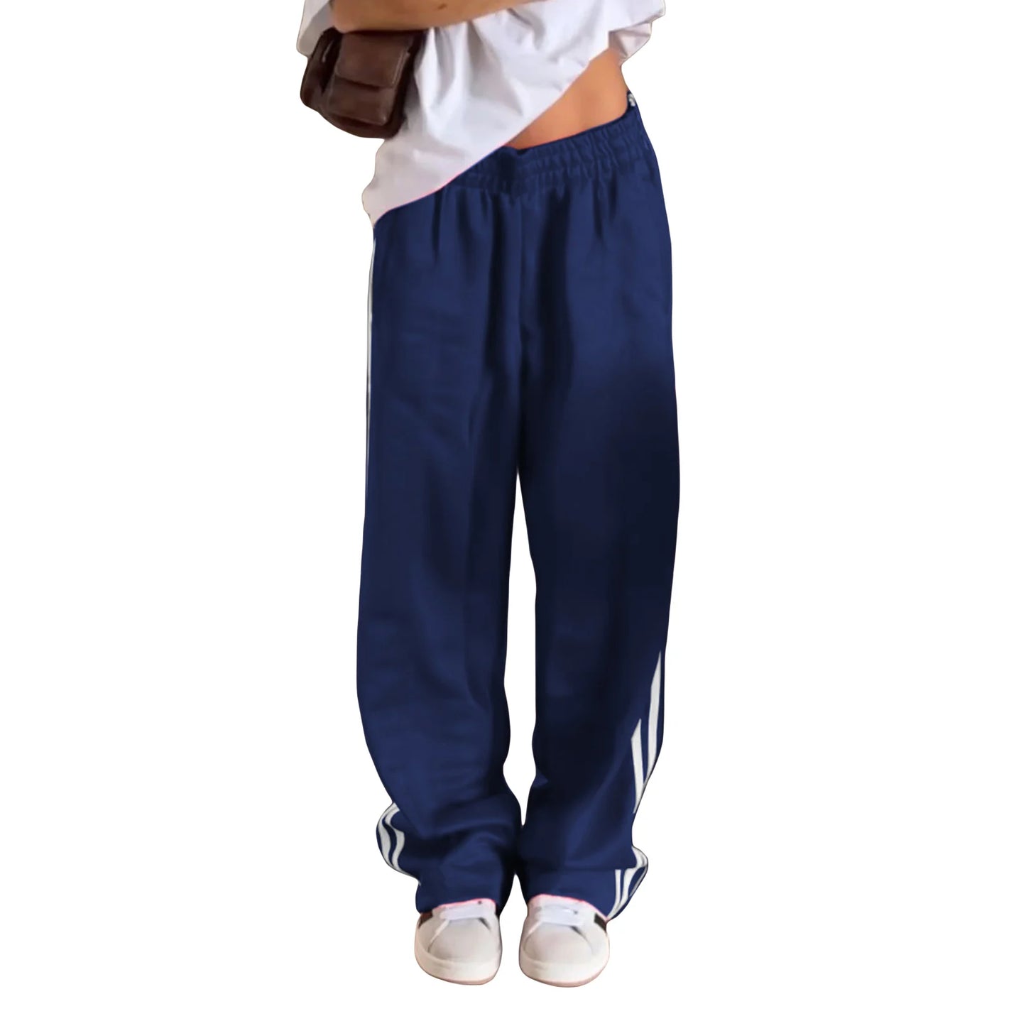 Women s High Waisted Striped Trousers with Adjustable Drawstring Waistband and Side Pockets for a Casual Chic Look