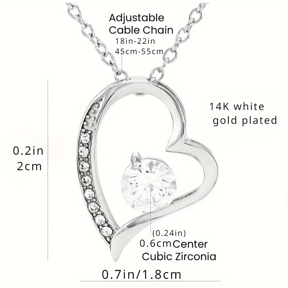 Hollow Necklace for Mom, Necklace + Card + Gift Box, Women's Necklace Rhinestone Necklace for Mom