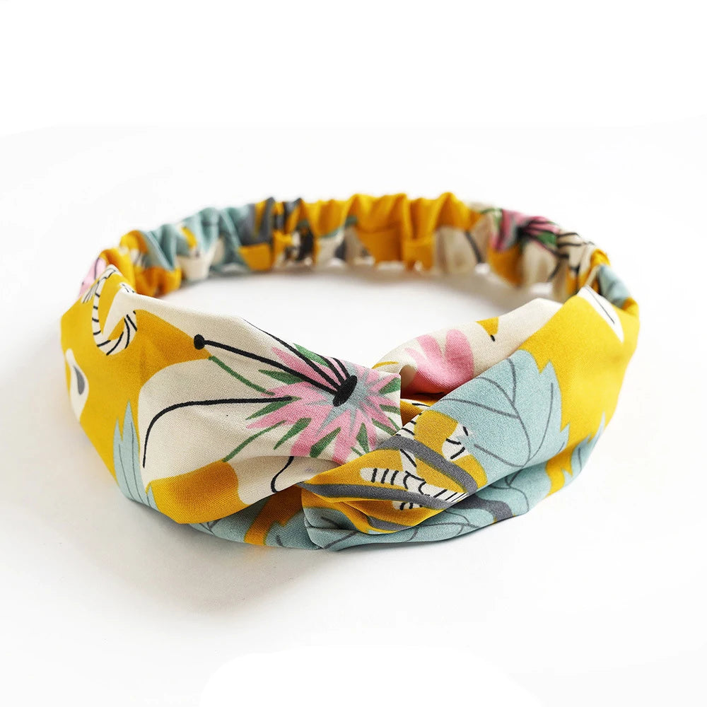 Fashion Women Summer Bohemian Hair Bands Print Headbands Vintage Cross Turban Bandage Bandanas Hair Bands Hair Accessories
