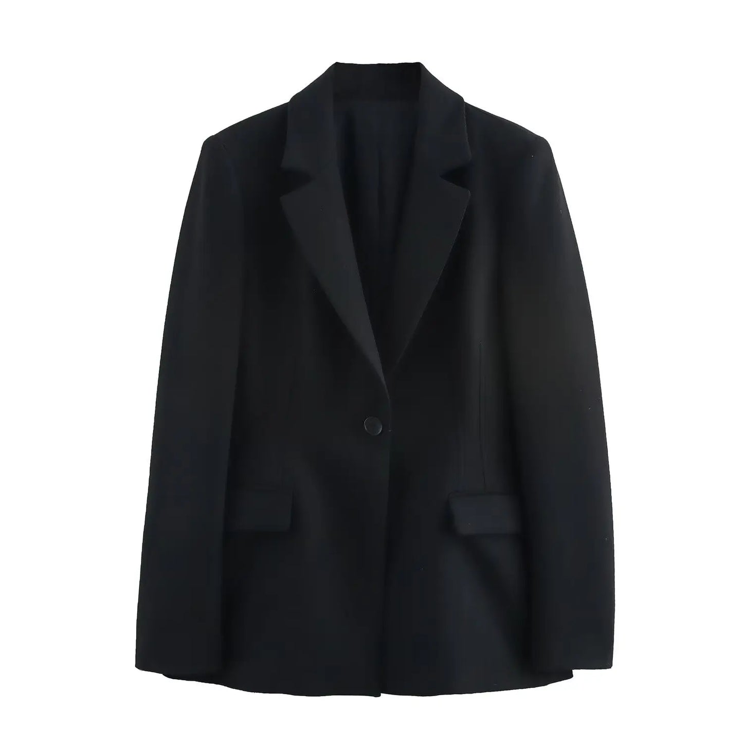 Women's clothing with padded shoulders, slim lapel, long-sleeved casual suit jacket, mid-waist flared pants