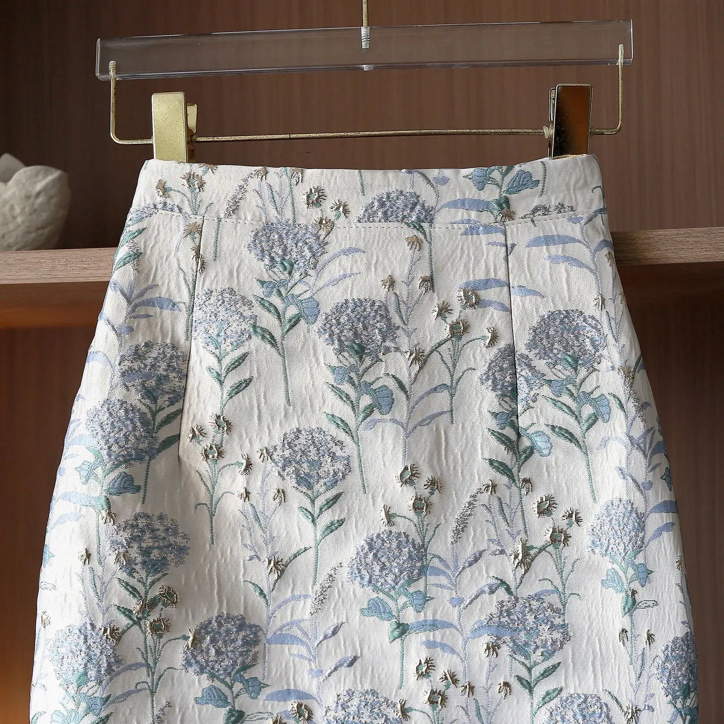 Hollow Out Irregular  Vintage Flower Oil painting High-waist Skirt