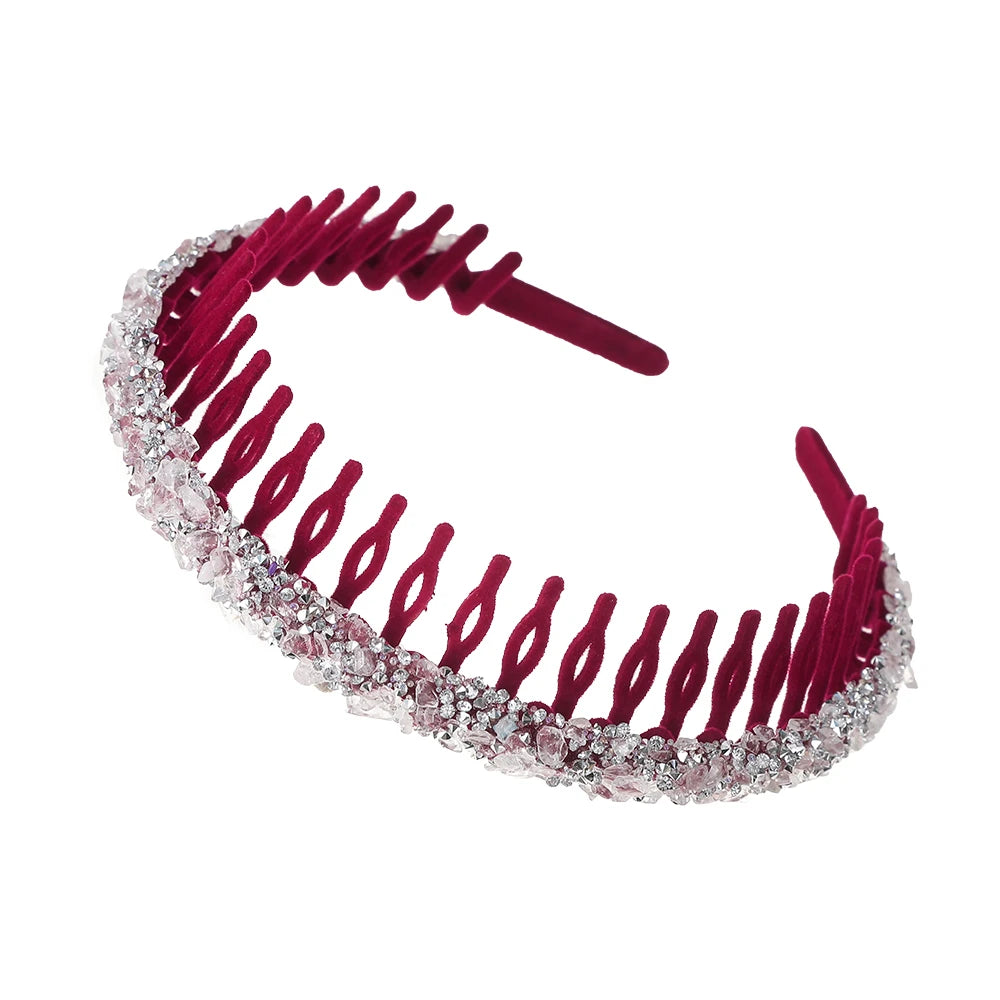 Luxury Non-slip Rhinestone Hair Hoops Bands Women Tooth Elastic Headbands For Women Shiny Hair Hoops Bezel Accessories