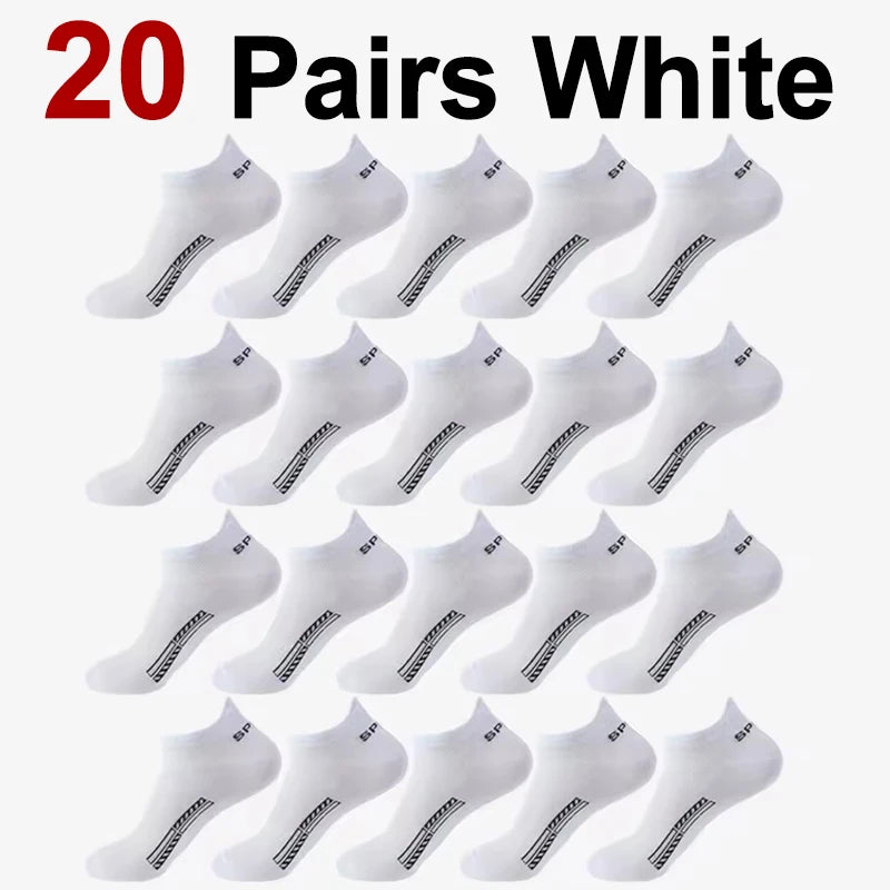 10/20 Pairs Men Short Socks Trendy High-Quality Low Cut Round Neck Ankle Socks Mesh Breathable Sports Casual Men Boat Socks