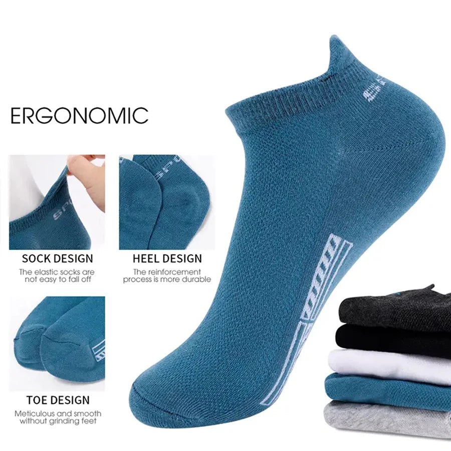 10/20 Pairs Men Short Socks Trendy High-Quality Low Cut Round Neck Ankle Socks Mesh Breathable Sports Casual Men Boat Socks