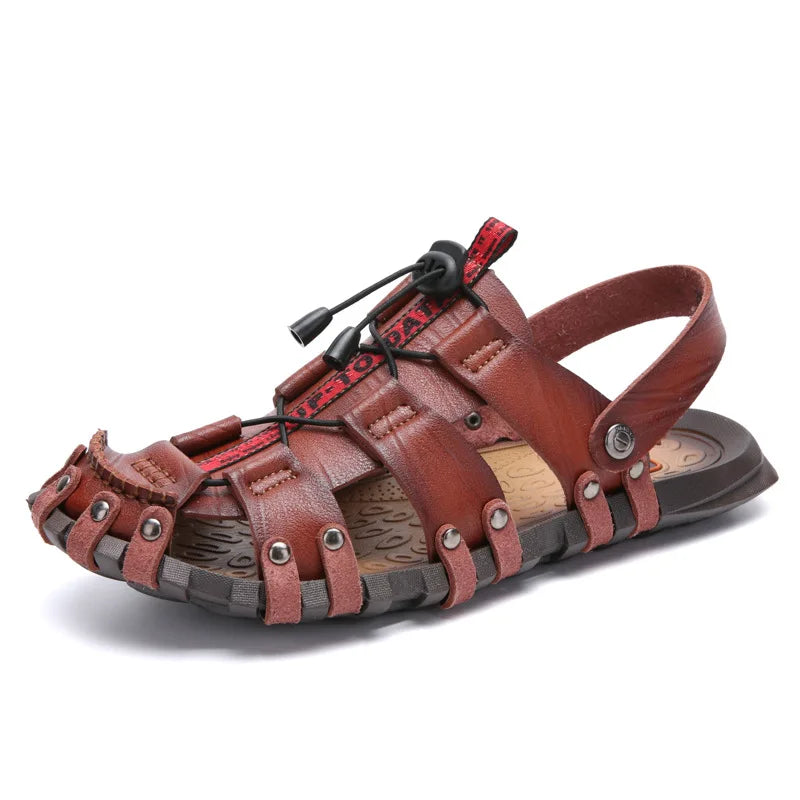 Slippers  Retro Large Sandals Soft Sole Outdoor Beach Shoes Breathable Outwear