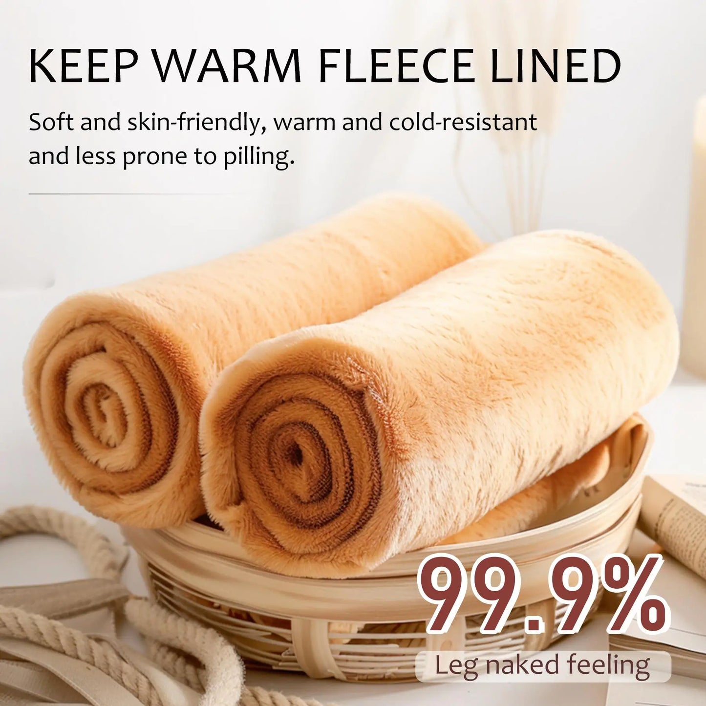 Warm Fleece Lined Women's Tights - Thick Sheer Pantyhose Leggings for winter, outdoor Thermal Hosiery (-L)