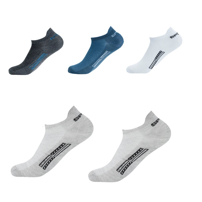 5 Pairs/Lot High Quality Men Ankle Socks Breathable Cotton Sports Mesh Casual Athletic Thin Cut Short Plus Size