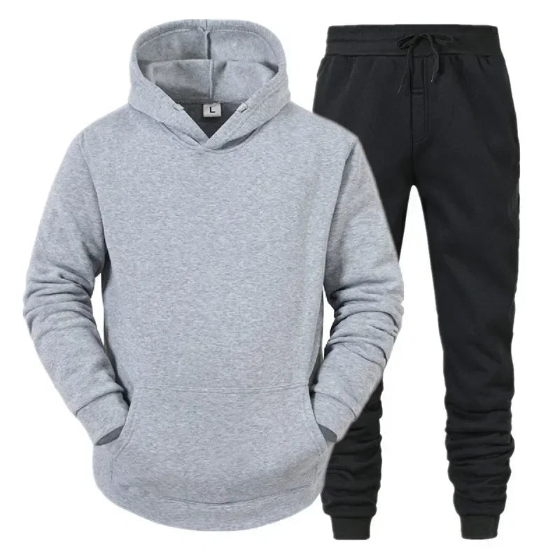 Basic Men/Women 2Pcs/Sets Sweatshirt Hoodies Pants Male Gyms Fitness Tops Joggers Sportswear Tracksuits