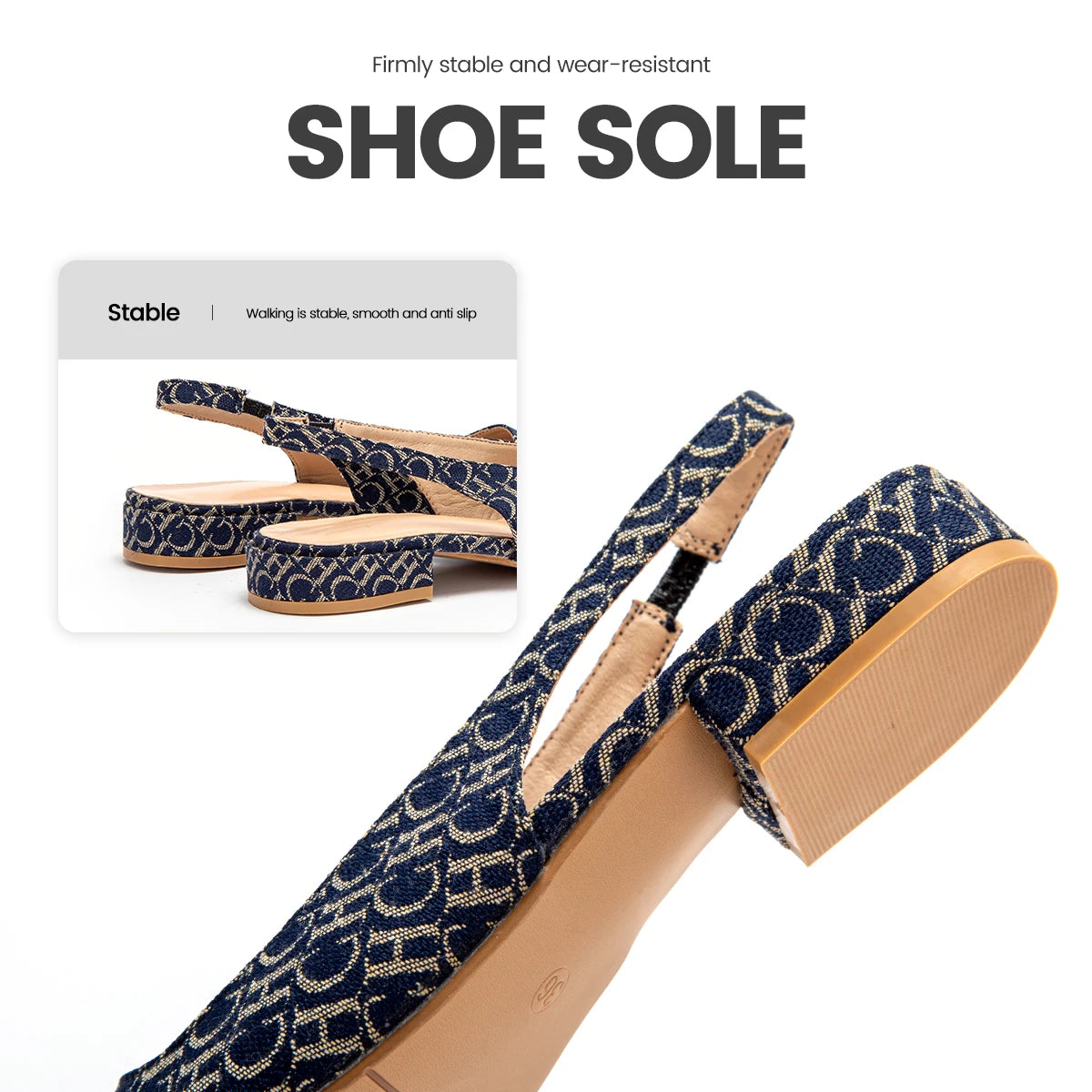 Flat Bottom  Low Heel Ankle Strap Sandals