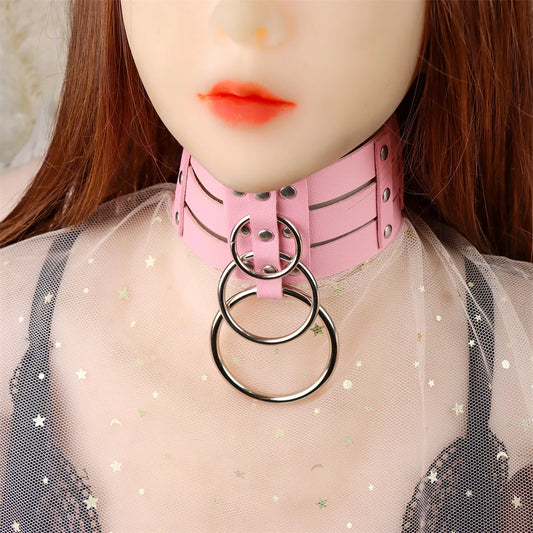 Punk Rock Gothic Collar Choker Sexy PU Leather O-Ring Women Collar Choker Necklace Body Accessories