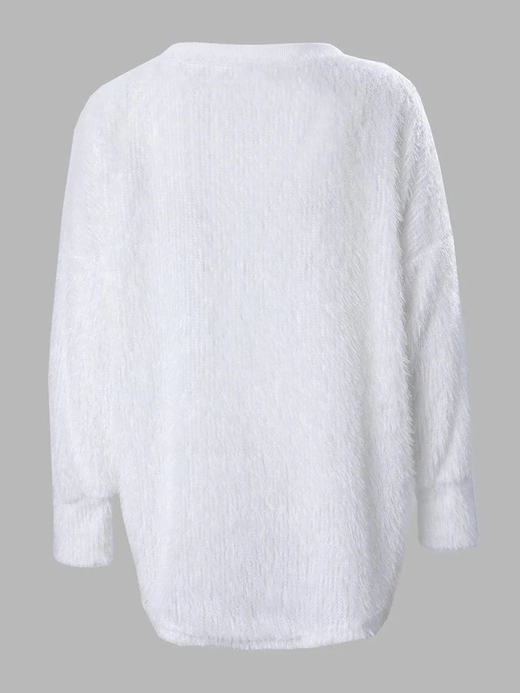Women's Pullover Sweater Jumper Ribbed Knit Oversized Solid Color V Neck Stylish Casual Outdoor Daily Fall Winter