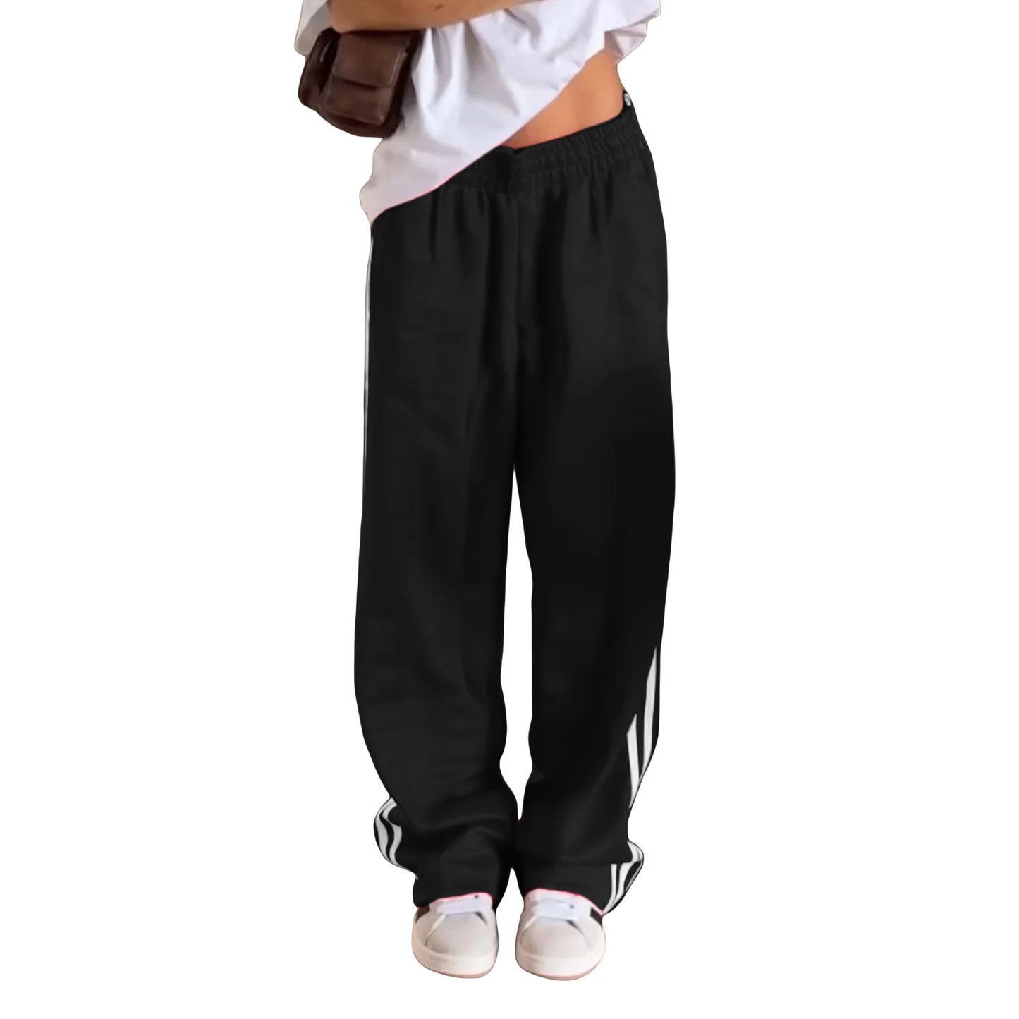 Women s High Waisted Striped Trousers with Adjustable Drawstring Waistband and Side Pockets for a Casual Chic Look