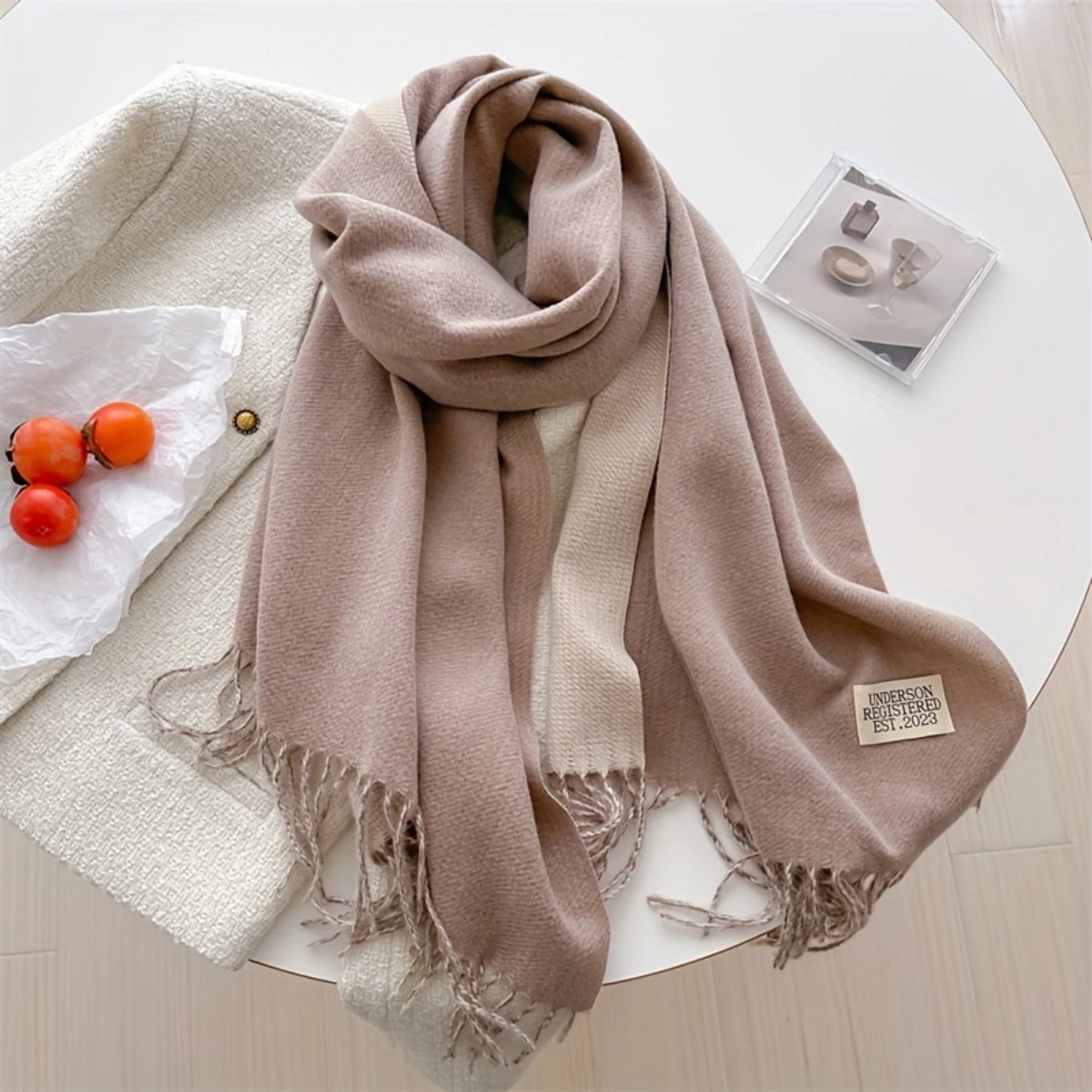 Luxurious Solid Color Tassel Scarf - Soft & Cozy Imitation Cashmere Shawl